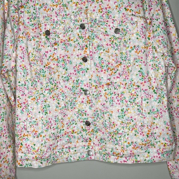 Crown & Ivy Pink Floral Cotton Denim Jacket Women's Size XXL NWT - Picture 3 of 10